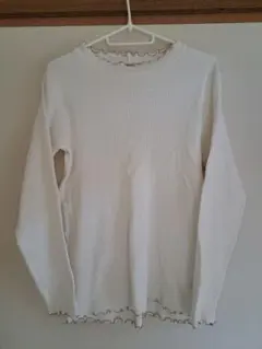 Samansa Mos2 ホワイト長袖リブトップス