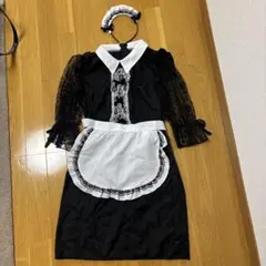 ブラックメイド服 エプロン・ヘッドバンド付き