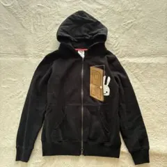 【美品】キューン CUNE うさぎ プリント ジップパーカー フーディー S