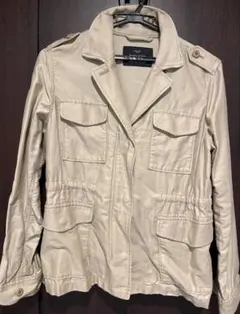 green label ベージュ ミリタリー風ジャケット コットン麻 38