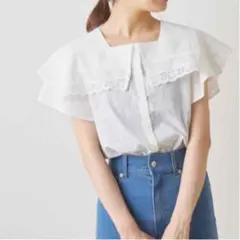 ビッグ襟スクエアブラウス　ナイスクラップ