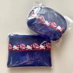超レア・新品！近沢レース＆アローズ＆キティ　トリプルコラボ　ポーチ2点セット　青