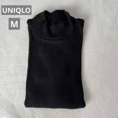 訳あり　UNIQLO 長袖ハイネックリブニット　黒　M