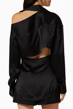 alexanderwang.t ブラックシルクサテン カットアウトシャツのサムネイル