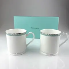 ティファニー　プラチナブルーバンド　マグカップ　ペア