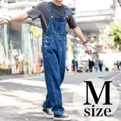 サロペット オーバーオール メンズ デニム ブルー M つなぎ オールインワン