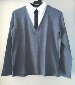 COMME CA ISM グレー カーディガン 重ね着風 シャツ 150cm