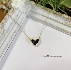 ミステリアス＊ハートネックレス　14kgfチェーン変更可 地雷系 ブラック 黒