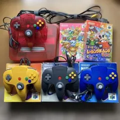 Nintendo64本体とコントローラー4本　ゲームソフト2つ