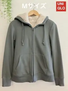UNIQLO ボアスウェットフルジップパーカ グリーン レディースMサイズ