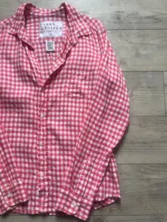 Frank&Eileenスマートカジュアルギンガムチェックリネン麻長袖シャツM