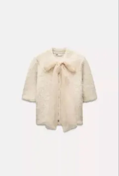 ZARA オーガンザリボンニットトップス Msize