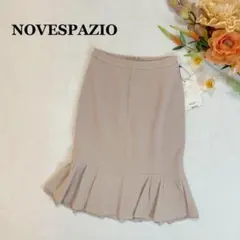 新品タグNOVESPAZIO ペプラムスカート 38 グレージュ レースきれいめのサムネイル