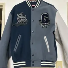 スタジャン ネイビー グレー刺繍