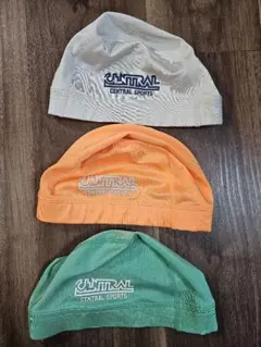 セントラル スポーツ スイム 帽子 キャップ 白 オレンジ 緑