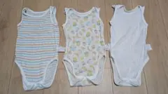 ボディスーツ3点セット（フルーツ柄・ストライプ・無地） ユニクロ 80