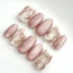 【現品】マグネットネイル リボンネイル ニュアンス ちゅるん系 ネイルチップ