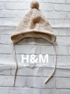 H＆M　ボンボンニット帽　ベビーピンク