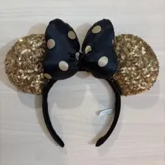 ディズニー　ミニーカチューシャ　スパンコール　ゴールド