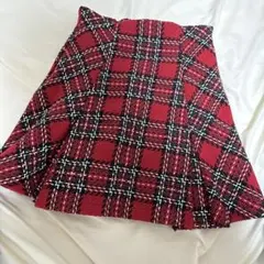 ロービングチェックミニスカート　インパン裏地付きチェック柄ツイードミニスカート