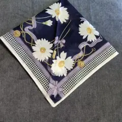 Elegance 花柄チェックハンカチ 紺色系 エレガンスのサムネイル