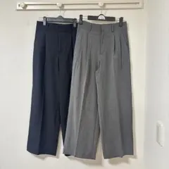 タックワイドパンツ ダークグレー