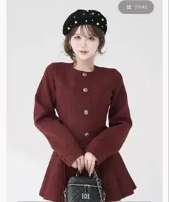 Darich ボックスプリーツツイードミニワンピース BRD 赤 レッド FL