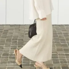 noble ノーブル リブニットタイトスカート　ベージュ