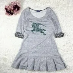 バーバリーブルーレーベル ホースロゴ ノバチェック チュニック丈ワンピース 38