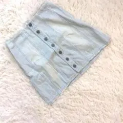 新品 ラレイア ミニスカート デニム 台形 ストライプ ボタン コットン 春夏