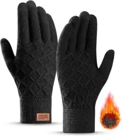 手袋 メンズ スマホ対応 防寒 【ふわふわ裏起毛 あたたかなニット製】