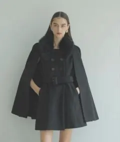 エイミーイストワール eimy istoire ダッフルマントコート 黒