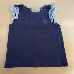 フリル付きネイビーノースリーブタンクトップ 70〜80cm