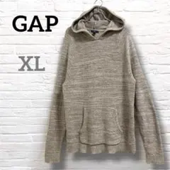 【ギャップ】綿ニット フード付き パーカー プルオーバー XL ベージュ