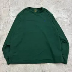 ラルフローレン　ワンポイント　ポニー　ロンT　長袖Tシャツ　古着　グリーン　M