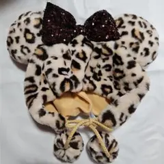 ファンキャップヒョウ柄 ミニー型帽子茶色