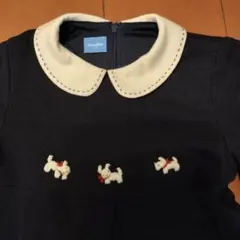 familiar セレモニー　お受験　ウール　紺ワンピース