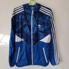 adidas 青 ウィンドブレーカー M