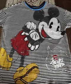 Desigual Disney ミッキー ボーダー Tシャツ Sのサムネイル