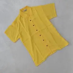 ヴィンテージ イエロー ブラウス 9R ジャカード織 長袖 日本製