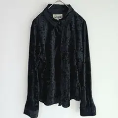 KRIZIA 90s ベロア シャツ 長袖 archive レトロ 希少 黒 Mのサムネイル