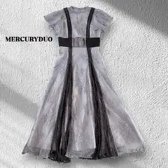 8【美品】MERCURYDUO プリーツスイッチング配色ドレス