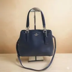 COACH ショルダーバッグ ネイビー レザー 定価約10万円 - メルカリ