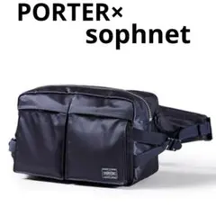 コラボ限定品 ポーター×ソフネット ブルー迷彩柄ウエストバッグ