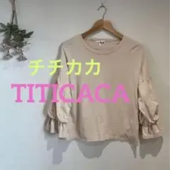 チチカカ　袖フリル　カットソー　バック刺繍
