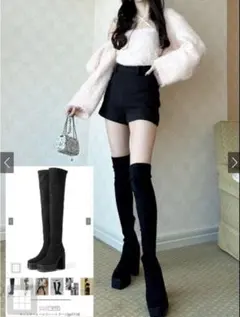 GRL チャンキーヒール ニーハイブーツ ブラック 24.5