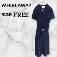 WHIRLAWAY【FREE】ワンピース ドット柄 ネイビー