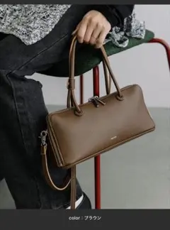 BEAURE 2way カウレザー ワイドボストンバッグ ショルダー付 横長