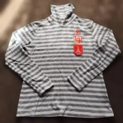 ルコック　ストライプ コットン　タートルネック　シャツ Lサイズ