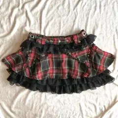 2000s Gothicpunk ふりふりスタッズ 赤×黒ギンガムチェックskt